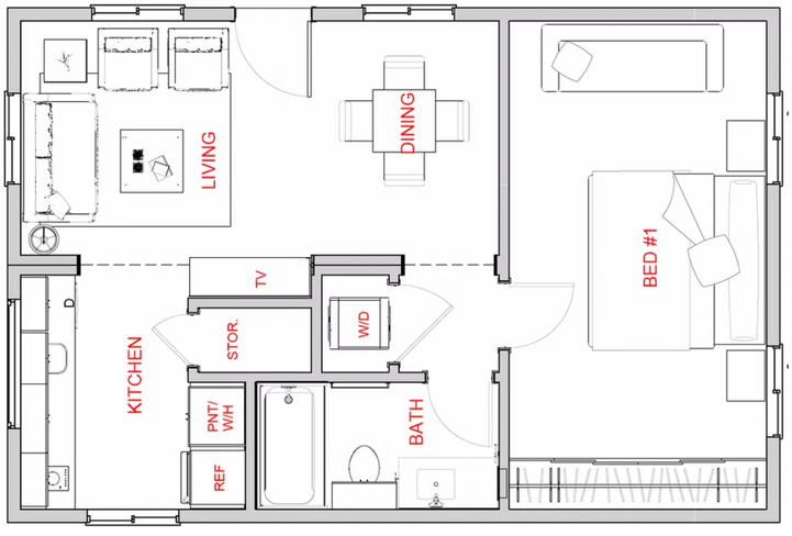 1 bedroom floor plan