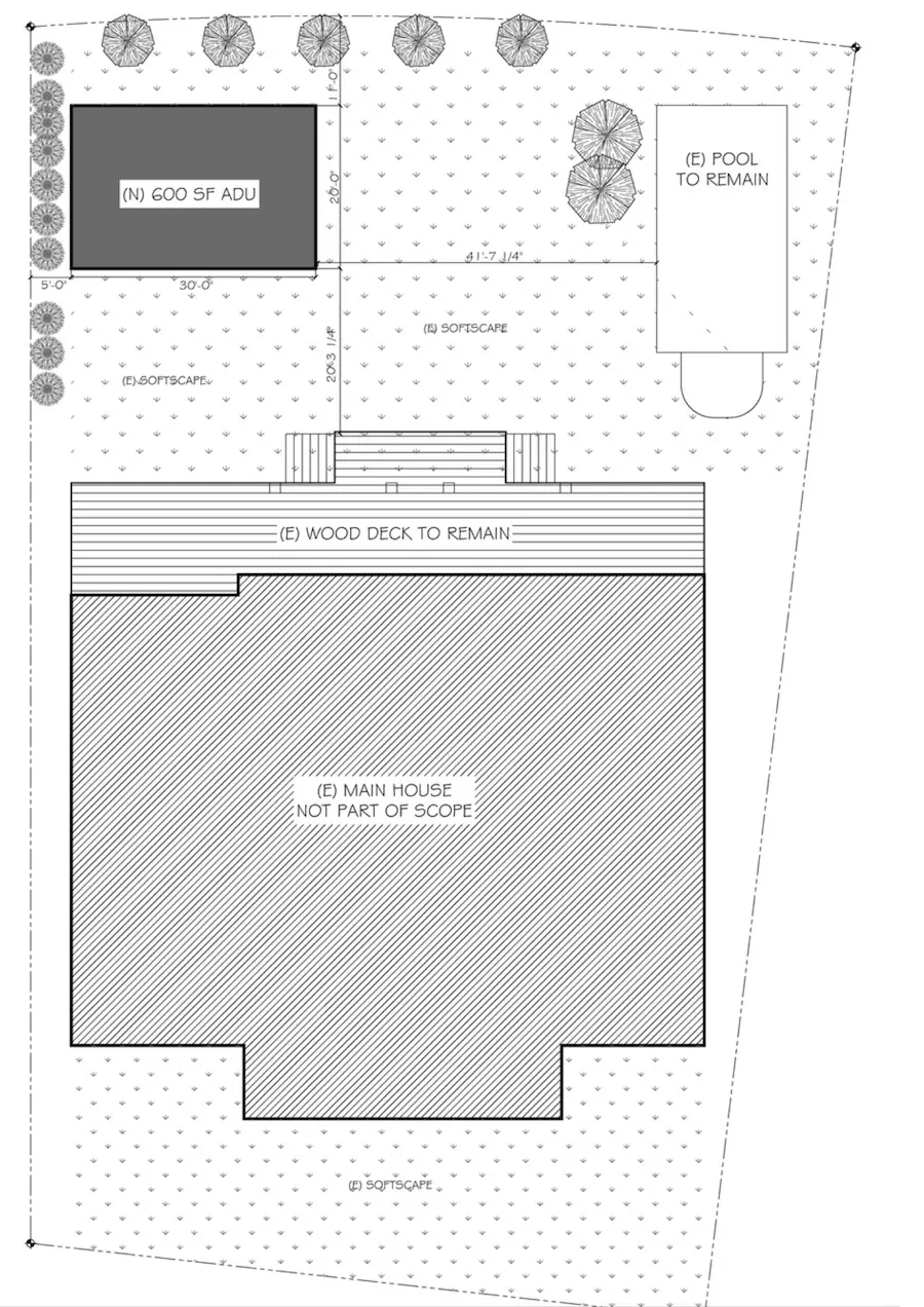 Sample LADU ADU site plan and floor plan layout